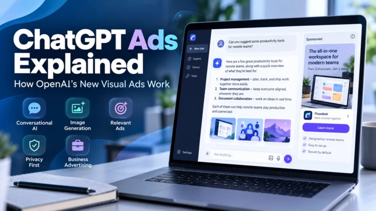 ChatGPT ads featured image showing a sponsored visual card displayed separately from an AI-generated answer